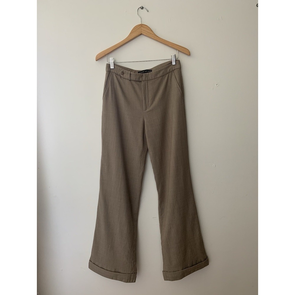 Ralph Lauren Black Label Dress Pants 8 Tan Cuffed Quiet Luxury Wool Cashmere